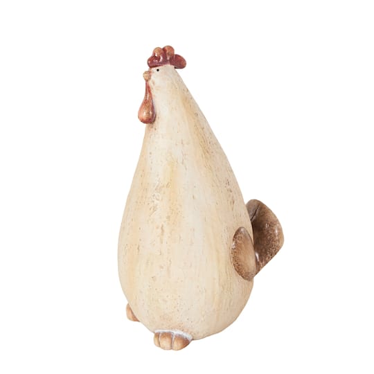 13.5" Cream Standing Rooster Decorative Garden Sculpture